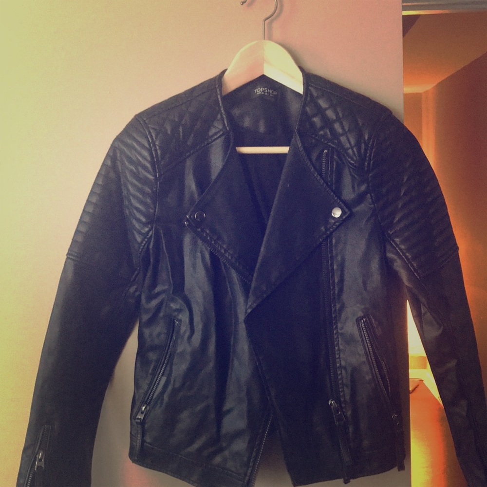 Size 2 Topshop faux leather jacket!